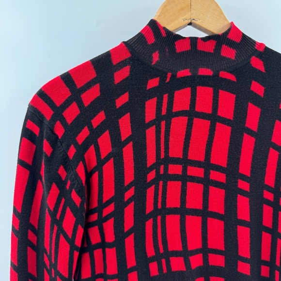 Juliana Red Abstract Criss Cross Sweater Y2K Vintage Fit Small/Medium - Picture 2 of 5